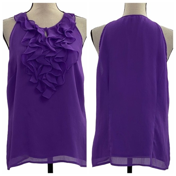 SUNNY Leigh Ruffled Purple Sleeveless Blouse PL - Picture 1 of 12